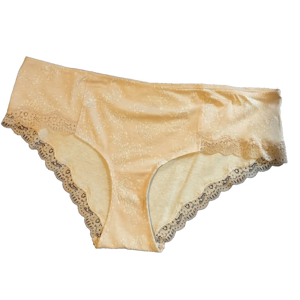 A Pea In The Pod Panties XL Women Maternity Boho Lace Trim Tan Hipster Whimsical